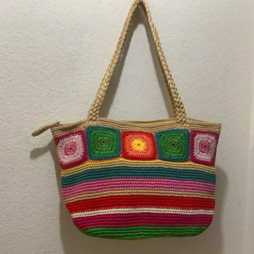 The Sak Rainbow Striped Woven Shoulder Bag Purse NWOT